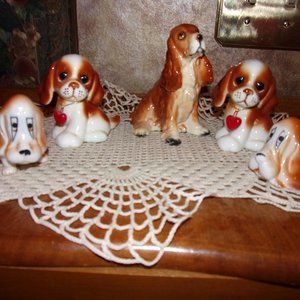 Miniature Vintage bone china dog puppy figurines